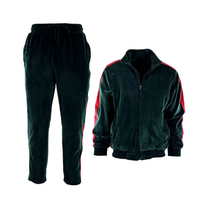 <b>Men</b> Velour Tracksuit Two Piece Set With Zipper <b>Jacket</b> And Soft Joggers For Daily Wear Wholesale Bulk Custom Logo - Product Image 1