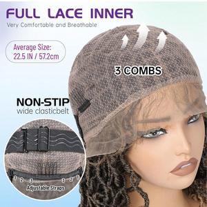 Perruque Premium Full Lace Dreadlock Synthétique Bouclée Fausses Locks Sans Colle Tresses Légères Ignifuges Bonnet en Maille Élastique - Product Image 3