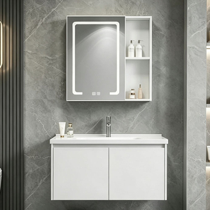 Mueble de Baño Colgante de PVC con <span class=keywords><strong>Lavabo</strong></span> Integrado de Cerámica para Apartamento, Villa u Hotel - Product Image 1