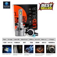 Phares LED de voiture SunRise P2 880 12V 110W 11000LM 6500K IP67 Étanche Système de refroidissement Canbus Plug and Play Adaptation universelle