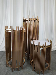 Nhà Máy Bán Buôn Vàng Sáng Bóng Xi Lanh Món Tráng Miệng Bảng Đứng Trang Trí Đám Cưới Cho Tổ Chức Sự Kiện 3-Mảnh Ống Sắt Món Tráng Miệng Truy Cập - Product Image 2