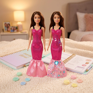 Ensemble de robes pour poupées mannequins de mode, robe à paillettes rose avec autocollants en pierres précieuses, kit de personnalisation DIY pour unisexe, âge 8 à 13 ans - Product Image 1