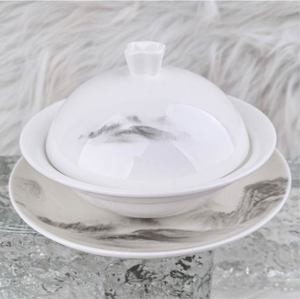 Chinese Ink Mountain Landscape 45% HIGH <b>BONE</b> <b>CHINA</b> <b>DINNER</b> <b>SET</b> HAND GOLD RIM LUXURY HOTEL BANQUET CERAMIC TABLEWARE CUSTOM LOGO - Product Image 5