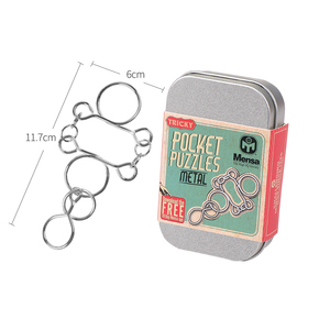 <strong>MENSA</strong> 24pcs of Keychain Metal Puzzle Metal Jigsaw Puzzle IQ Puzzle in Tin Box IQ1028 - Product Image 4