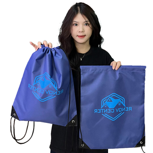 Promotional Polyester 210D Nylon Traveling Sport Fabric Drawstring Backpacks With Custom Printed Logo