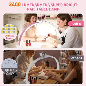 Lampe de bureau LED à intensité variable 30W avec motif personnalisé en strass, installation facile, support de téléphone, lampe à ongles, lampe demi-lune pour manucure - Product Image 3