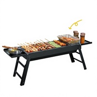 Barbecue portable d'extérieur en acier inoxydable à allumage rapide, compact, à charbon de bois, 5 couches épaissies, pliable