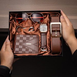 Men's <b>Watch</b> <b>Set</b> With Leather Strap Sunglasses Wallet Gift Box Father's Day Business Gift - Product Image 1