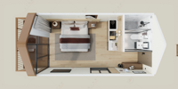 Maison miniature en bois préfabriquée personnalisable portable, bâtiment de conteneur préfabriqué, résidence modulaire, micro-maison, hôtel, bureau 24 ㎡
