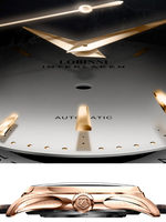 Montre pour homme Robinney authentique, ultra-fine, automatique, mécanique, résistante à l'eau, boîtier en métal, cristal saphir, bracelet en cuir, aiguilles