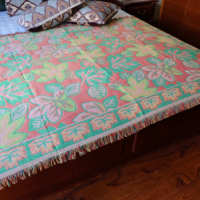 Jeté de lit en coton polyester design classique avec feuilles d'érable et couverture de canapé à franges tissées à motif floral vintage Style de loisirs
