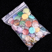 Liontin Batu Akik Kristal 20mm Bentuk Bulat Pipih, Batu Semi Mulia untuk Pengamplasan dan Pemolesan, Aksesoris Perhiasan DIY