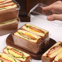 Boîte d'emballage transparente pour sandwichs à une seule couche, boîte en plastique pour sandwichs et pains grillés, boîte à lunch jetable