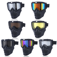 Masque de casque de moto vintage, anti-UV, anti-poussière, verres polarisés rouges argentés PC Frame Glass Lunettes de protection faciale pour hommes