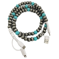 Cordon de charge rapide USB-C perlé, style cowgirl, avec pierres précieuses et perles Navajo, pour téléphone, tablette et ordinateur, YuAn