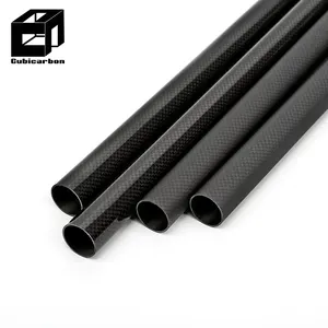 High quality 3K wrapped Toray Prepreg Carbon Tube Black bright or matte Carbon Fiber Tubing Custom Color logo printing