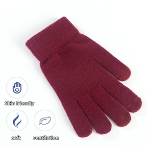 Gants en laine acrylique épais unis en gros pour femmes et hommes, pour le sport quotidien en plein air, mitaines chaudes d'hiver - Product Image 3