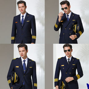 Высококачественная Синяя Униформа капитана авиакомпании, рубашка с пальто, комплект одежды для обучения пилотов - Product Image 3
