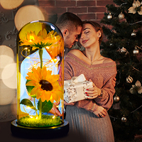 2024 vente chaude produit créatif saint valentin cadeau fleur artificielle verre dôme ornement lueur Rose dôme personnaliser idées cadeaux