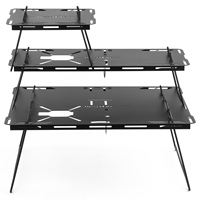 Table de camping pliable portable en acier au carbone avec revêtement en poudre noire pour pique-nique en plein air
