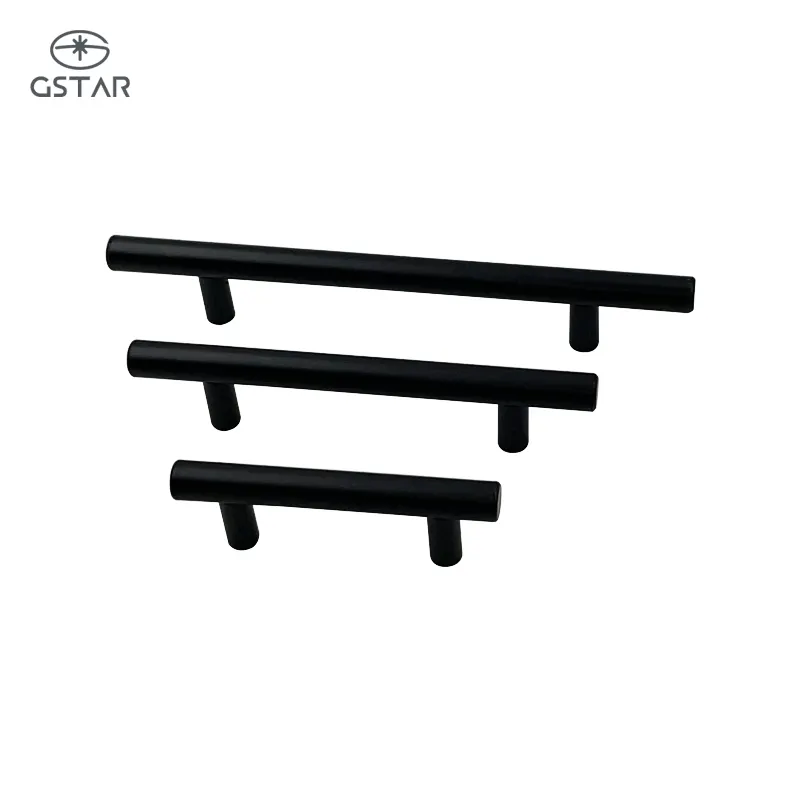 Black Furniture Handles Luxury Furniture Handle Stainless Steel Wardrobe Cabinet T Bar Hollow Pull Handle