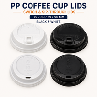 Couvre-tasses à café en PP 79 80 89 90 mm, noirs et blancs, avec ouverture pour boisson chaude à emporter, pour gobelets en papier