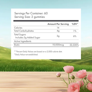 Complément alimentaire de beauté pour la peau à haute puissance, 10000 mcg de <span class=keywords><strong>biotine</strong></span> sous forme de gommes, favorise naturellement la santé des <span class=keywords><strong>cheveux</strong></span> <span class=keywords><strong>et</strong></span> des <span class=keywords><strong>ongles</strong></span>, gommes à la <span class=keywords><strong>biotine</strong></span> - Product Image 2