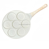 Poêle à petit-déjeuner multifonction 7-en-1 à fond plat, pour œufs, hamburgers, en aluminium, avec 7 trous, en promotion