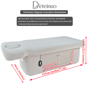 Cama de masaje <span class=keywords><strong>Facial</strong></span> eléctrica DEFEINUO, marco de madera de lujo profesional, 4 motores, cama de salón de Spa, cama de pestañas faciales, salón - Product Image 5