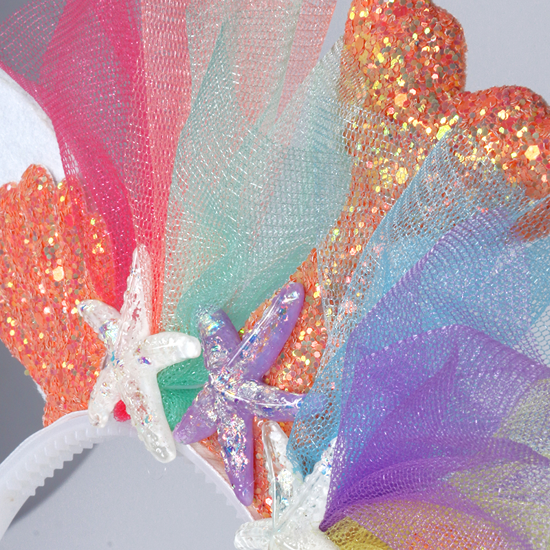 Fascia per capelli per bambina, con paillettes, coda di sirena