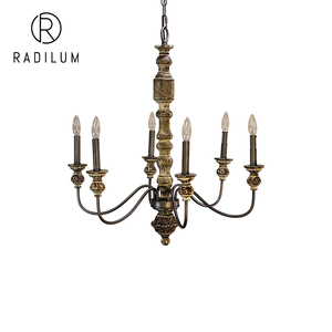 <span class=keywords><strong>Lustre</strong></span> rustique en bois et métal style campagne française, blanc antique, suspension bougie pour salon, salle à manger, villa, vente en gros - Product Image 1