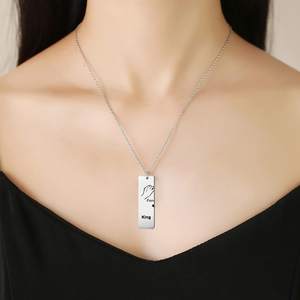 Collier pendentif à crochet en acier inoxydable pour la saint-valentin, cadeau créatif personnalisé pour <span class=keywords><strong>Couple</strong></span>, roi, reine - Product Image 2