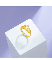 Nouveauté, bijoux personnalisés, style princesse, couronne en cristal, bague tendance dorée