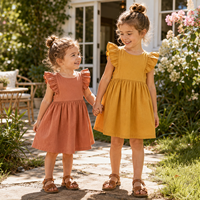 Robe Confortable à Bretelles pour Filles, Couleur Unie, Dos Croisé, 100% Coton Respirant, Collection Été 2026 – Vente en Gros de Vêtements pour Tout-Petits