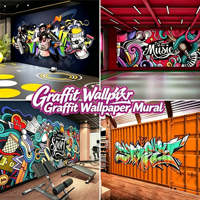 Papier peint mural graffiti personnalisé, toile murale d'art urbain pour clubs de musique et de sport, espaces commerciaux, salles de sport, bars, KTV et salles jeunes