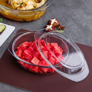 Plat de Cuisson en Verre HXGLASS Grande Vente Plat à Rôtir en Verre Ovale <span class=keywords><strong>Poisson</strong></span> 1.6L 3.5L Plat de Cuisson en Verre Trempé Plat à Gratin avec Couvercle - Product Image 6