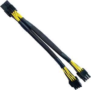 Vrouwelijke Dubbele 8(6 + 2) Pin Pci Express Gevlochten Mouw Splitter Voedingskabel Voor Gpus-Hoge Kwaliteit Pvc Koper Aangepaste Lengte Kleur - Product Image 1