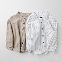 Vente en gros d'automne, t-shirts pour bébés garçons et filles de 1 à 6 ans, hauts pour enfants, chemises à manches longues en coton rayé, vêtements pour enfants