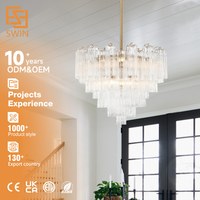Lampe suspendue de luxe léger pour salon, en verre de Murano, style français, postmoderne et minimaliste, pour chambre et salle à manger