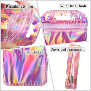 Laser Plastic <strong>Bags</strong> Accessories Earrings Zipper <strong>Bags</strong> Hologram pink Silver <strong>rainbow</strong> Holographic Zip Lock Packaging <strong>Bag</strong> - Product Image 3