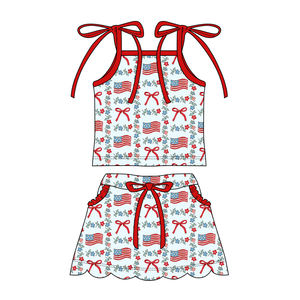 Combinaison courte à rayures bleues pour bébé et enfant, modèle SR4074, vente en gros, style ferme, pour fille. - Product Image 5