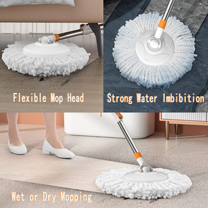 360 Rotary <b>Microfiber</b> Mob Set Steel Pole with Bucket and Wheels, Hands-Free Floor Cleaning Spinning <b>Mop</b>, Hot Sale in Brazil - Product Image 4