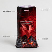Sac en PP tissé laminé de 8 kg pour charbon de bois, avec poignée découpée, emballage pour barbecue, résistant à l'humidité, vente en gros