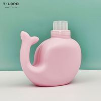 Botella de detergente líquido para ropa para mascotas rosa, botella de plástico con forma de ballena para el cuidado de la ropa, botella de detergente de plástico para ropa de 1000Ml