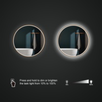 Cadre moderne Miroir de salle de bain rond Décor suspendu Miroir de bain intelligent Miroir mural tactile avec lumière LED