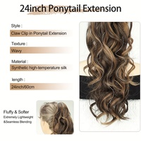 Extensions de queue de cheval synthétiques à pince, en fibre haute température, de bonne qualité, avec grandes ondulations profondes et bouclées, pour femmes