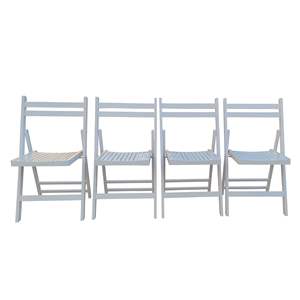 Db White Slatted Wood Folding <b>Chair</b> <b>Set</b> Of <b>4</b> Foldable Minimalist Outdoor Furniture For Special Events Garden Use - Product Image 4