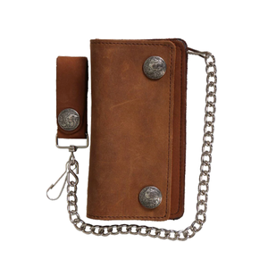 Cartera de cuero genuino para hombre, hecha a mano, estilo motero, vintage, larga, para motocicleta - Product Image 2