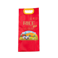 Différents types d'emballages : sacs vides à soufflets latéraux, pochettes en plastique imprimées, sacs à riz de 1 kg, 2 kg, 5 kg avec poignée
