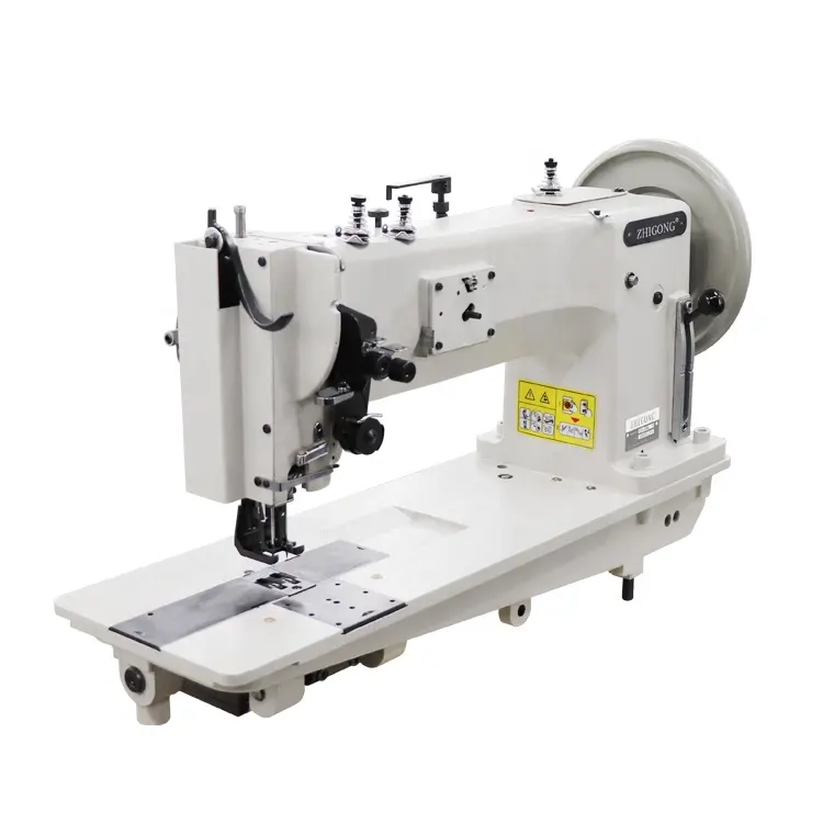 Máquina de coser industrial de puntada recta, brazo largo de alta resistencia, Individual/doble aguja